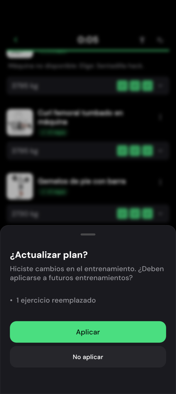 Diálogo para aplicar el cambio al plan