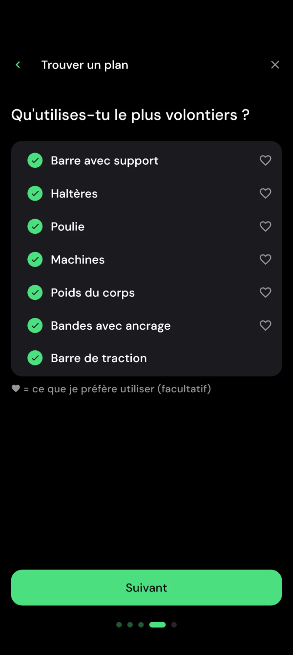 Trouver un plan : coche ton matériel et marque ton préféré d’un cœur