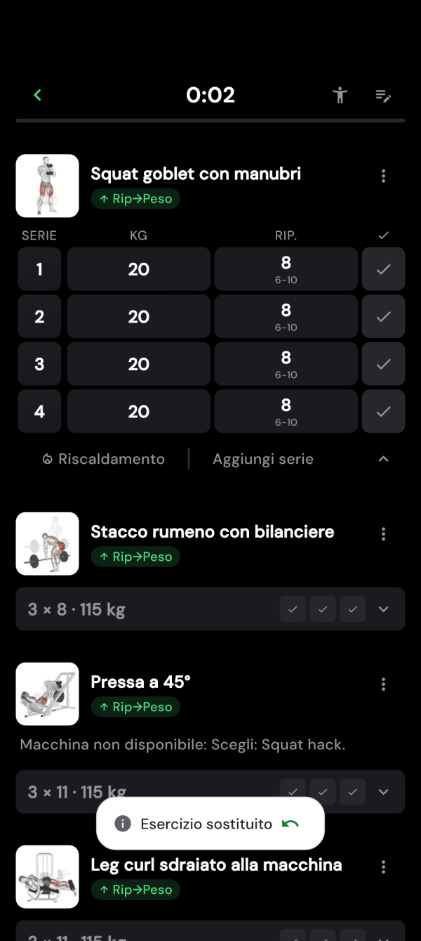 Esercizio sostitutivo con pesi controllati