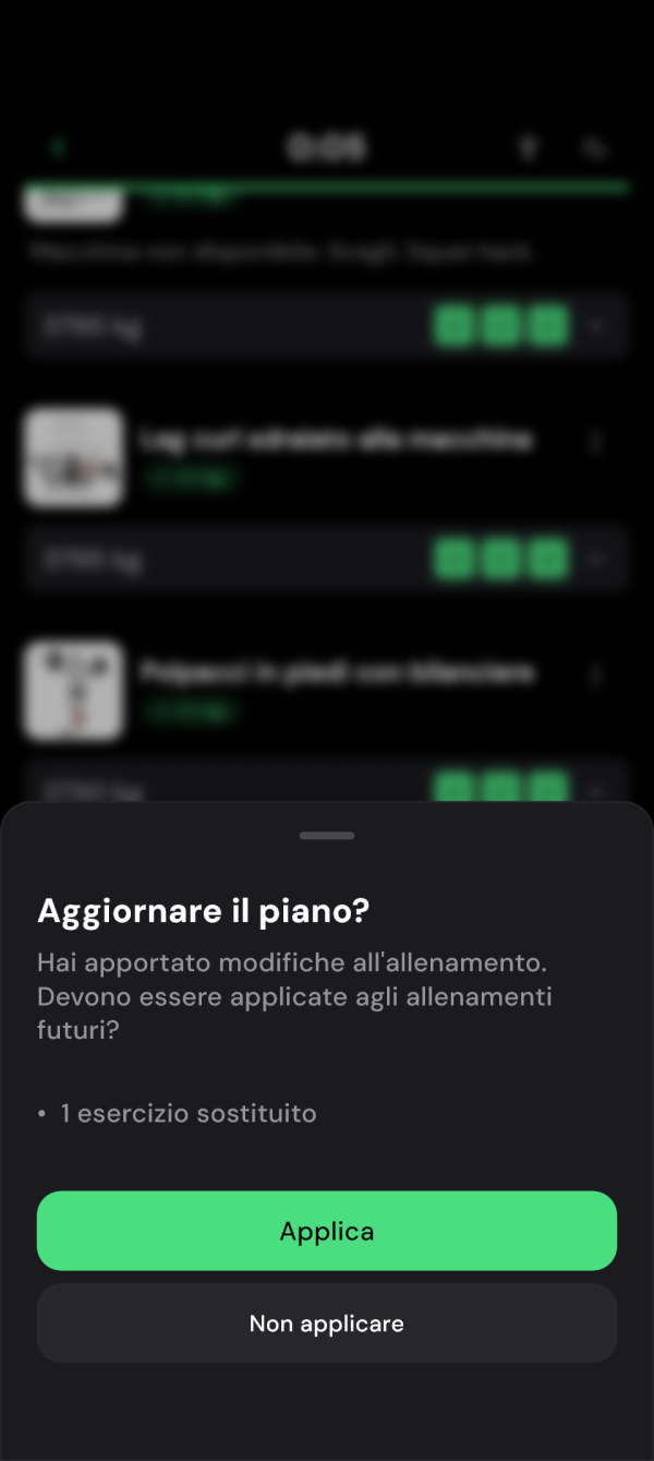 Finestra per applicare la modifica al programma