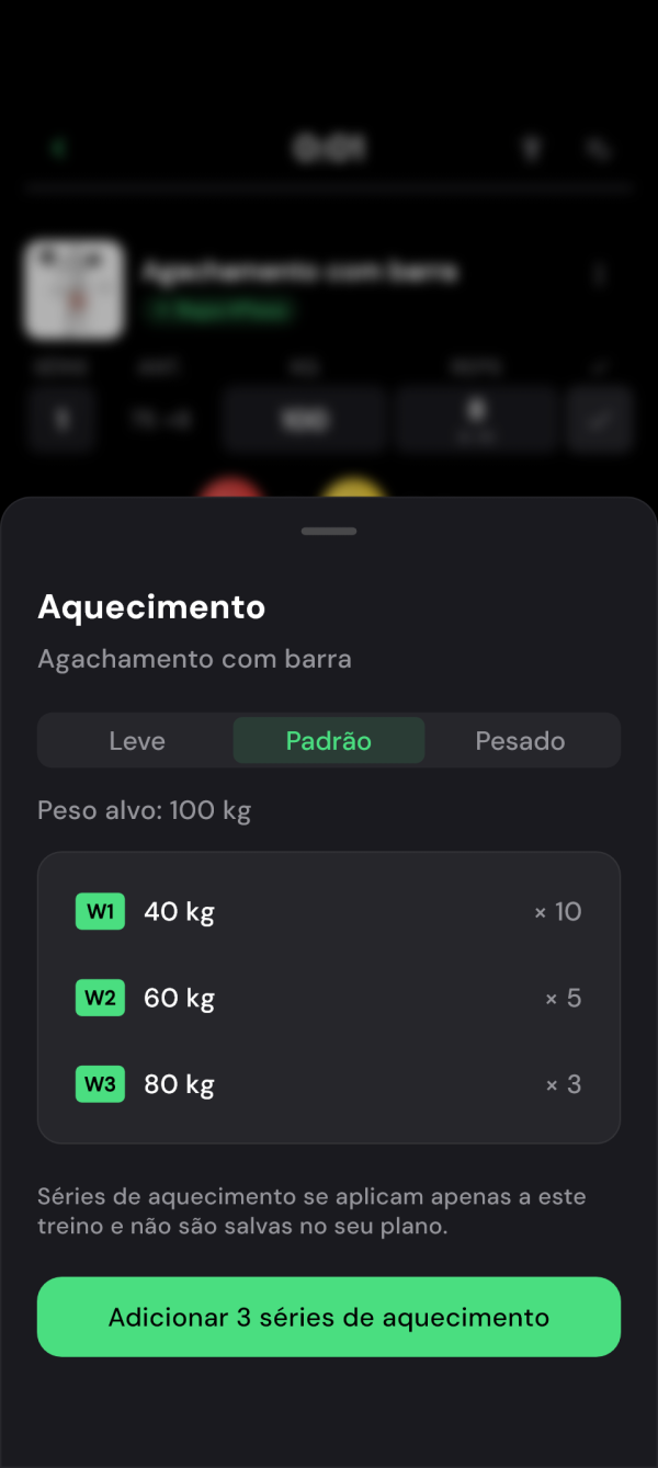 Três séries de aquecimento sugeridas para o agachamento