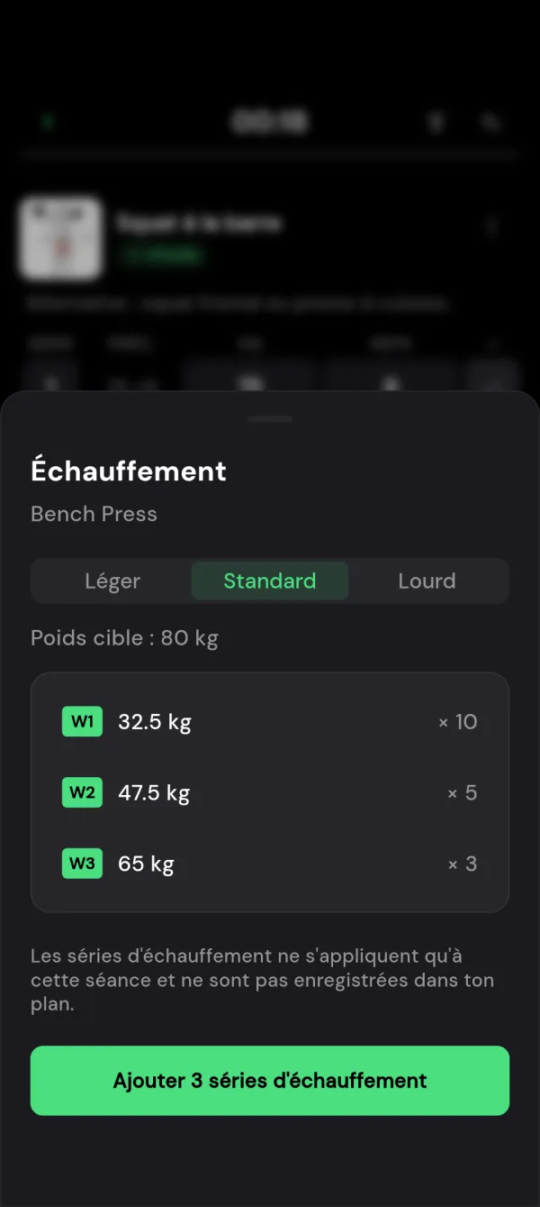 Échauffement intelligent